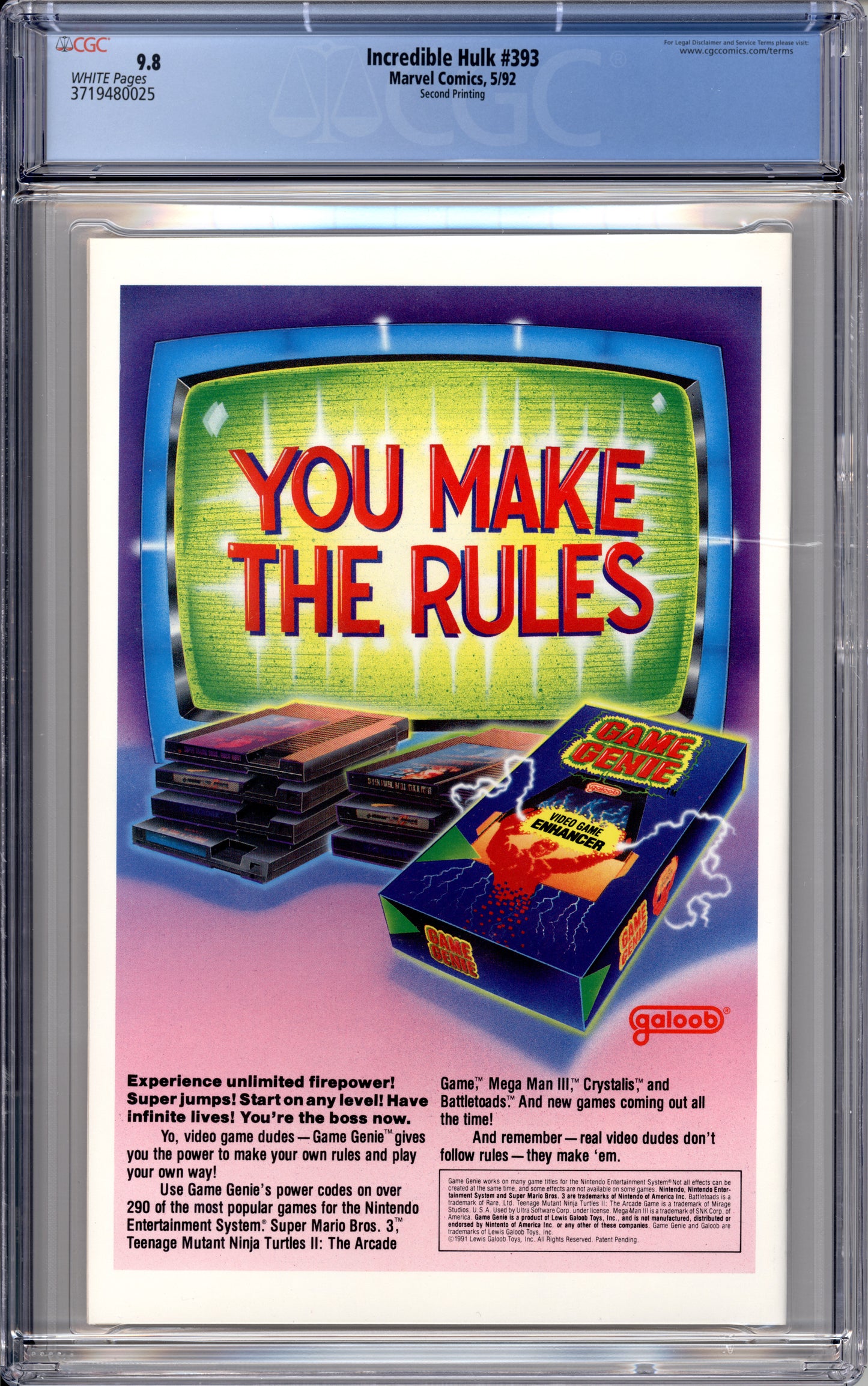 Incredible Hulk #393 (2nd Print) (9.8) "CGC"