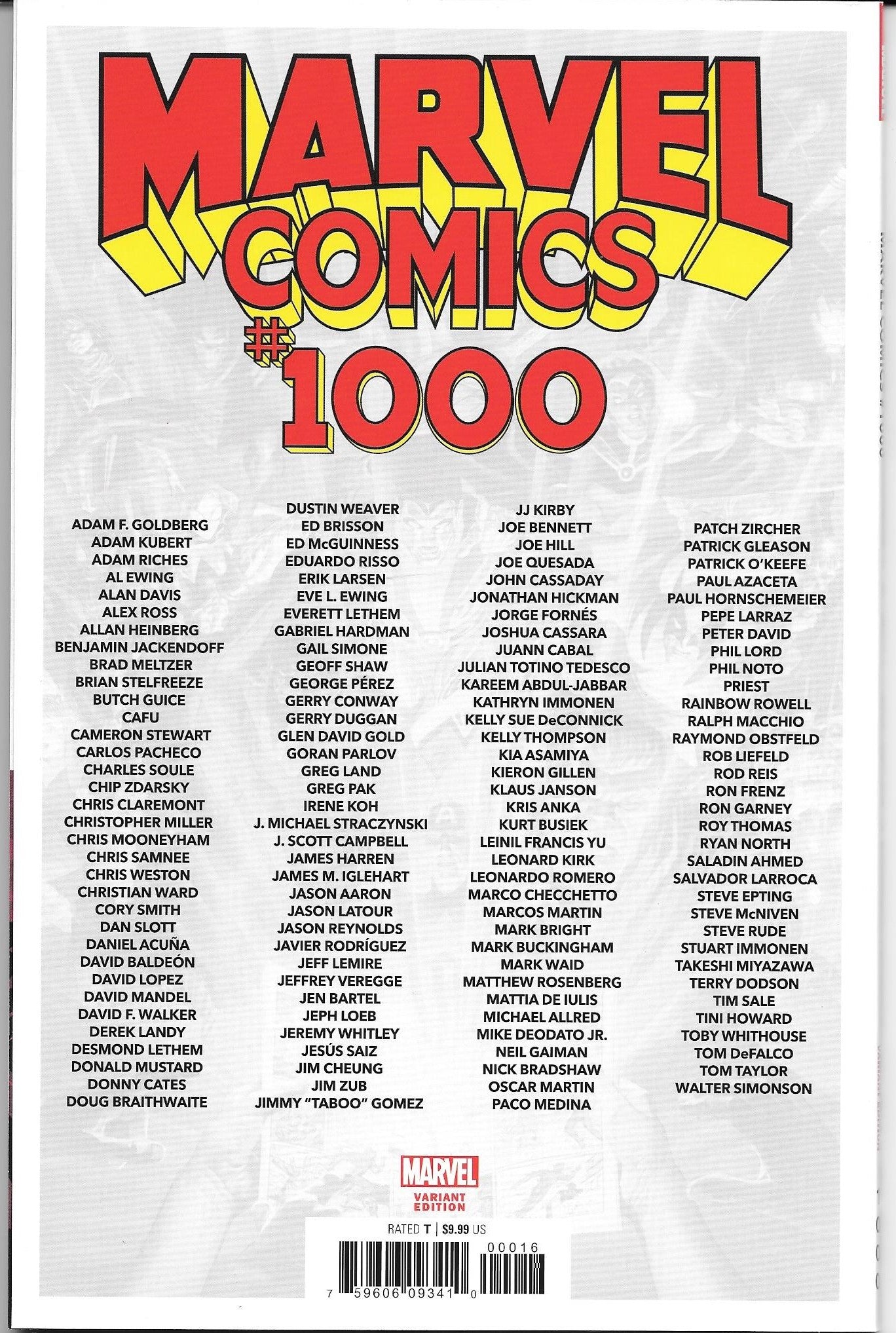 Marvel Comics #1000 NM+ (Mc Guinness Variant)