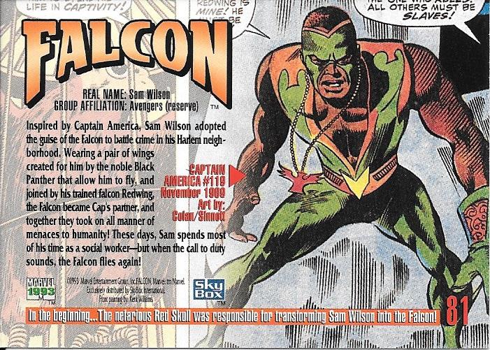 Marvel Masterpiece 1993 Falcon #81
