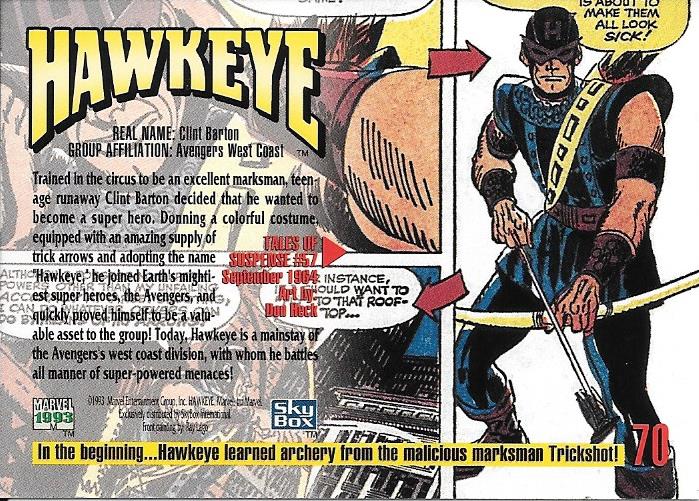 Marvel Masterpiece 1993 Hawkeye #70
