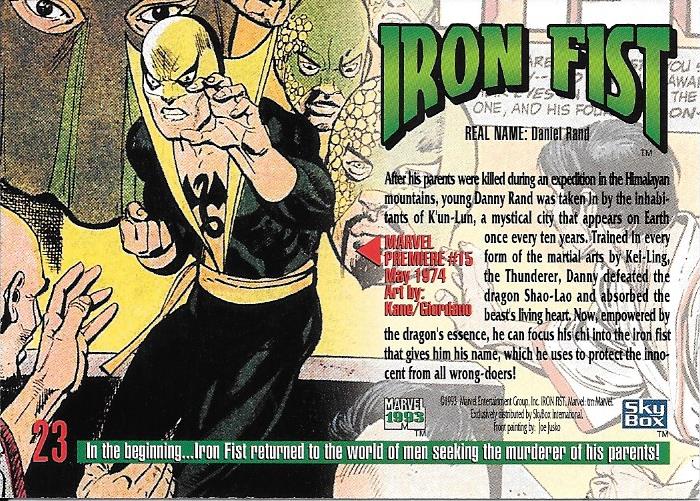 Marvel Masterpiece 1993 Iron Fist #23