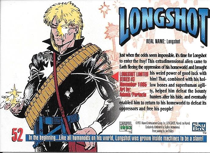 Marvel Masterpiece 1993 Longshot #52