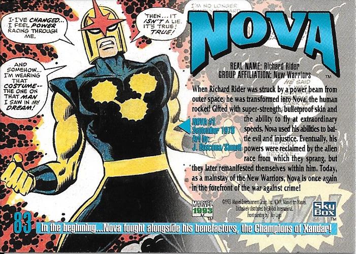 Marvel Masterpiece 1993 Nova #83