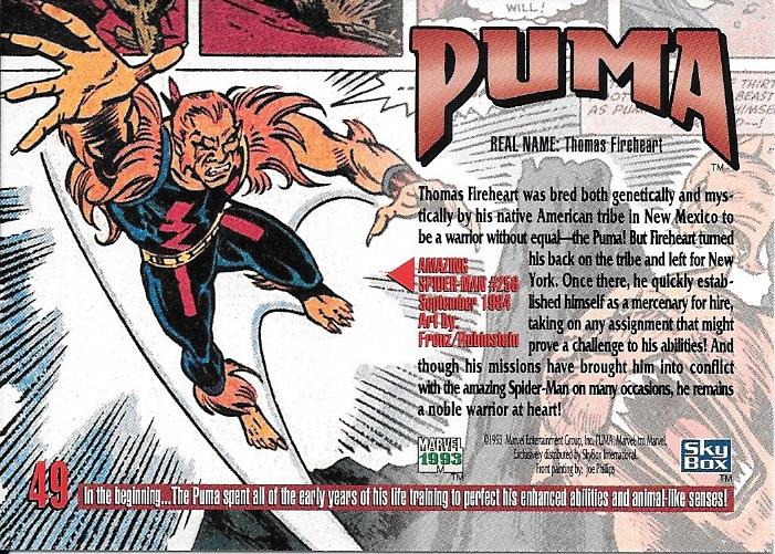 Marvel Masterpiece 1993 Puma #49