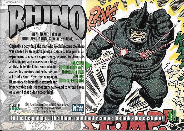 Marvel Masterpiece 1993 Rhino #48