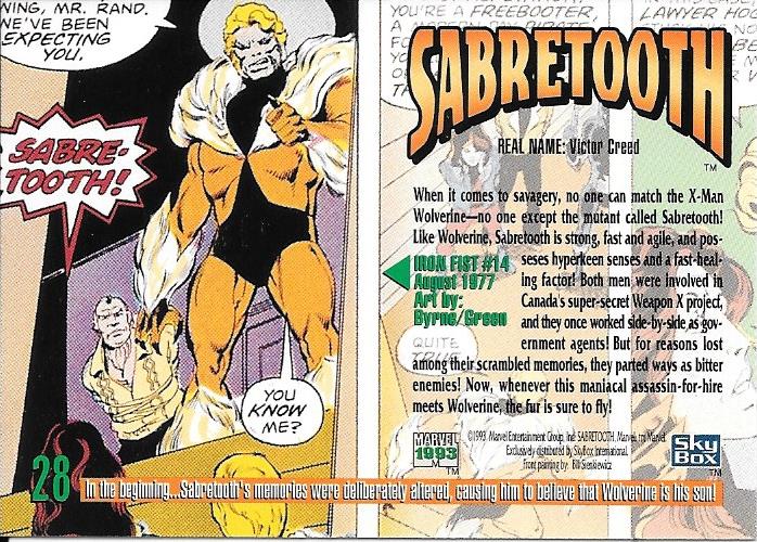 Marvel Masterpiece 1993 Sabretooth #28