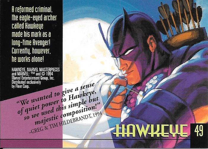 Marvel Masterpiece 1994 Hawk Eye #49
