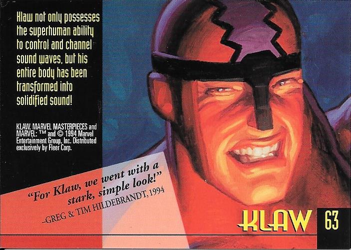 Marvel Masterpiece 1994 Klaw #63