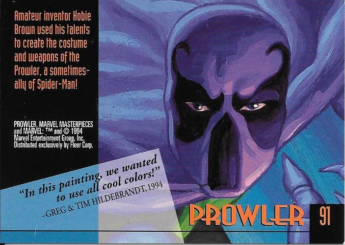 Marvel Masterpiece 1994 Prowler #91