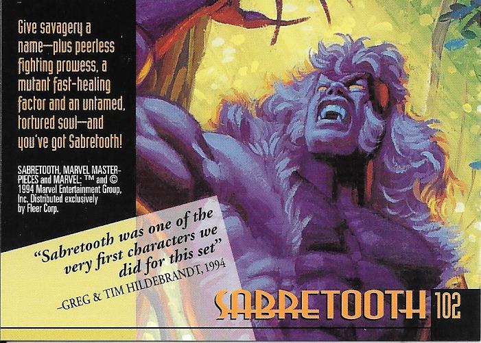 Marvel Masterpiece 1994 Sabretooth #102