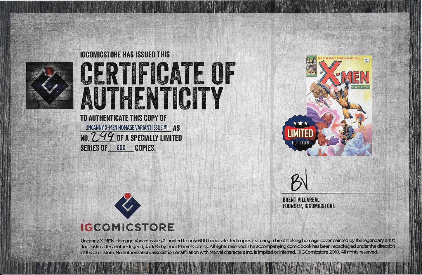 Uncanny X-Men #1 NM+ 2018 (Jusko Variant) (COA) 600 print run