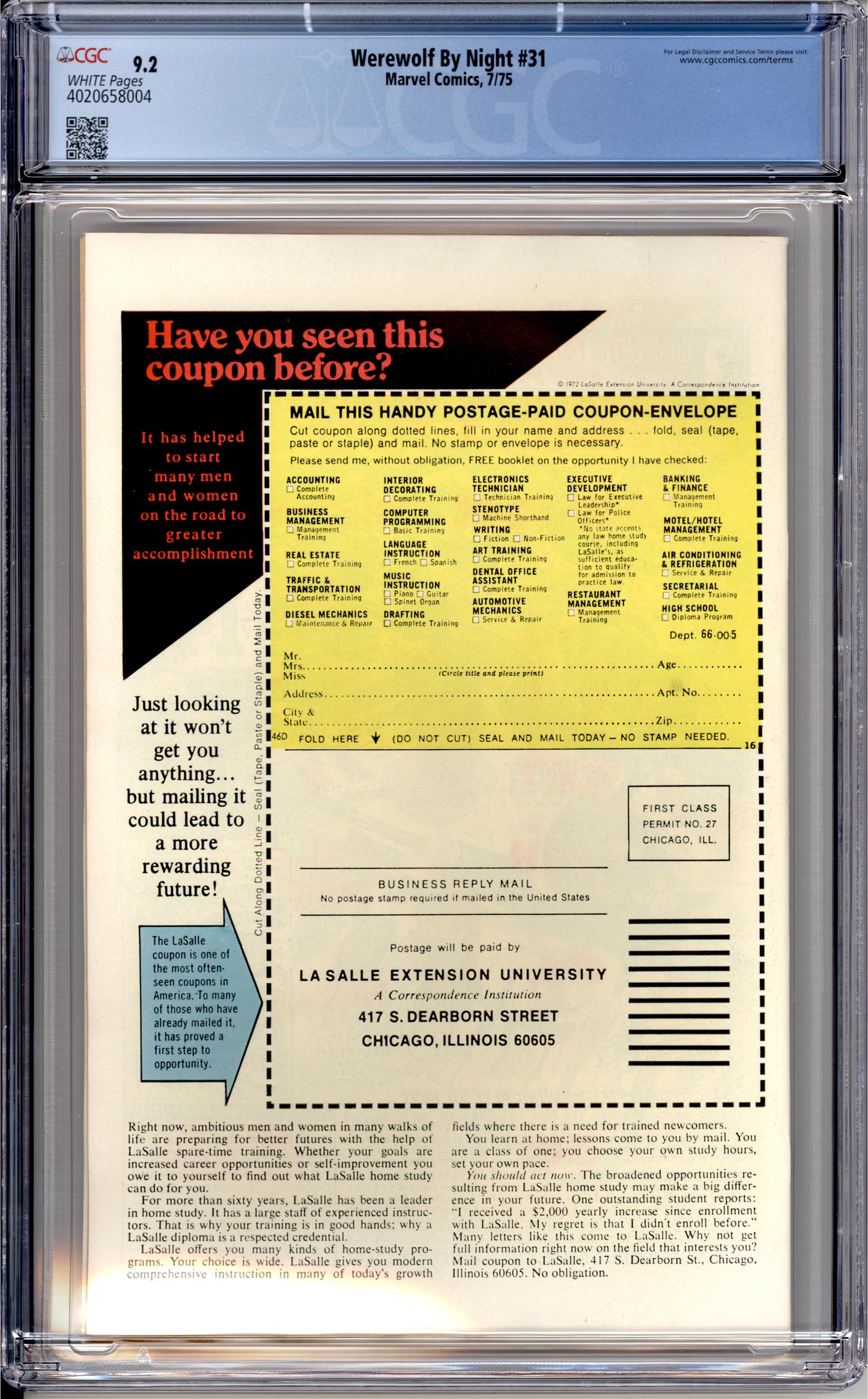 Werewolf By Nights #31 (9.2) "CGC"