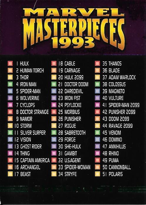Marvel Masterpiece 1993 Checklist #90