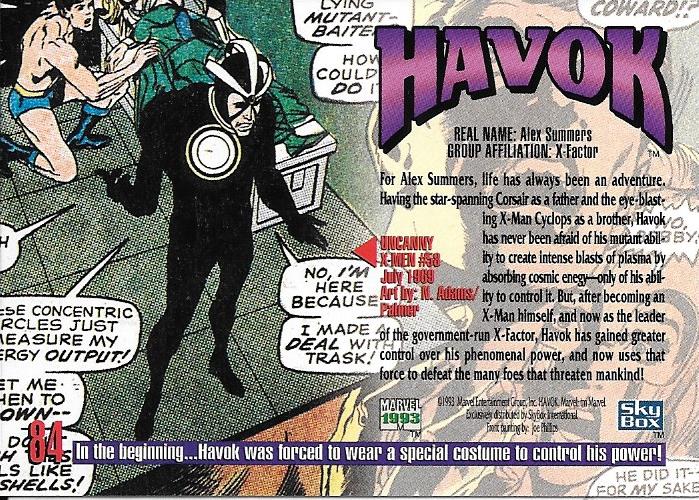 Marvel Masterpiece 1993 Havok #84