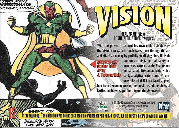Marvel Masterpiece 1993 Vision #12