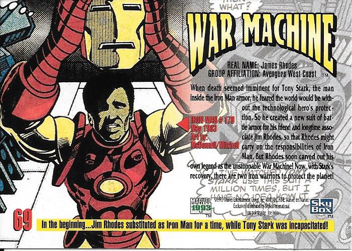Marvel Masterpiece 1993 War Machine #69