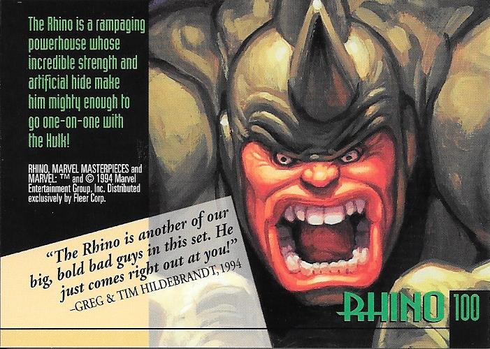 Marvel Masterpiece 1994 Rhino #100